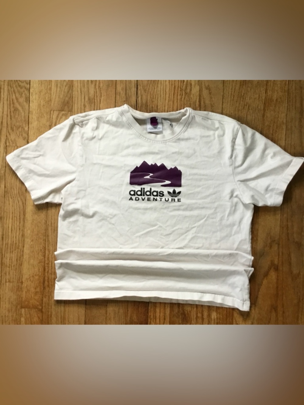 adidas White Tee with Purple Adventure Logo